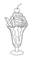 Cherry ice cream for coloring book