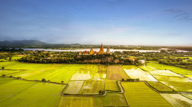 high angle view of wat thum saue most popular religion traveling destination in kanchanaburi thailand