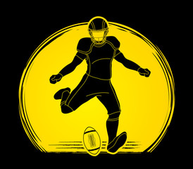 American Football player action, sportsman player, sport concept graphic vector.