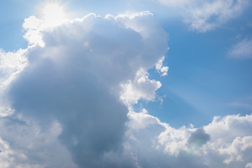 Fototapeta na wymiar Gewitter Wolken schieben sich vor die Sonne an einem Tag im Sommer