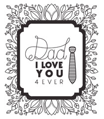 fathers day frame with leafs and elegant necktie vector illustration design