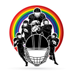 Group of American football player, Sportsman action, sport concept graphic vector.