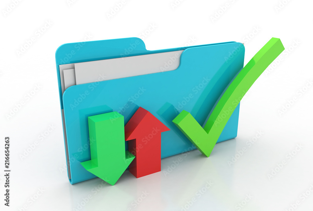 Poster 3d rendering folder with documents