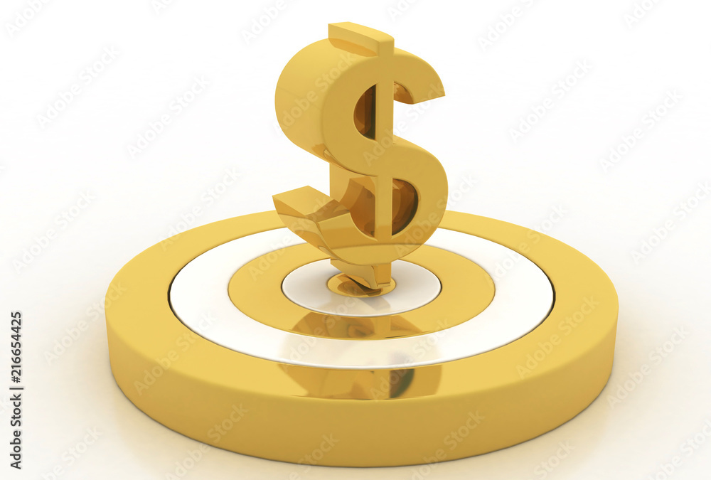 Poster 3d rendering dollar symbol target