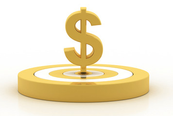 3d rendering Dollar symbol target