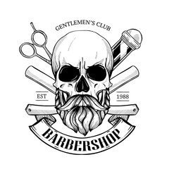 Barbershop logo, angry sticker with skull - 216656243