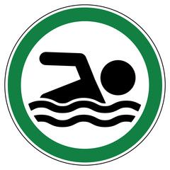 srg413 SignRoundGreen srg - german - ez413 ErlaubnisZeichen: Baden und schwimmen erlaubt - english - swimming allowed - green xxl g6429