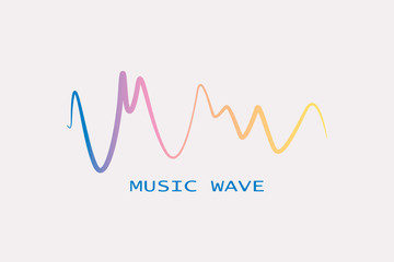 Pulse music player. Audio colorful wave logo on a white background. Vector equalizer element. Isolated design symbol.
