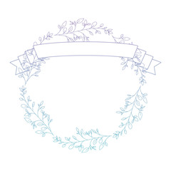 crown leafs and ribbon circular frame vector illustration design