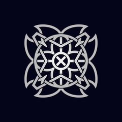 Abstract symbol in different styles: ancient, alien, alchemy, religious, spiritual, sacred, magic, mystic, meditation, philosophy. Iinterlacing of Geometric shapes. Vector illustration.
