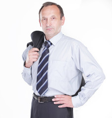 Naklejka premium confident businessman holding a jacket over his shoulder