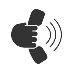Hand holding handset glyph icon