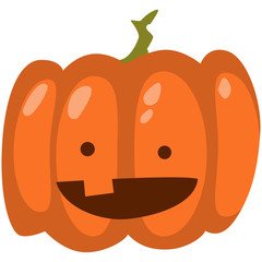 Cute pumpkin vector cartoon Halloween icon isolated on white background.