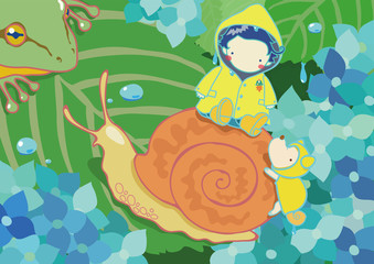 ボクとともだちの空想006_カエルとカタツムリ_あお