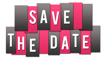 Save The Date Pink Grey Stripes Group 