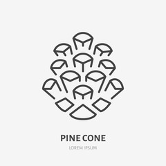 Pine cone flat line icon. Pinecone sign. Thin linear logo for natural products.