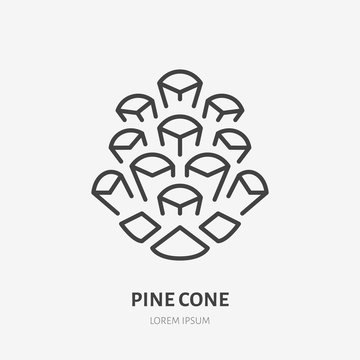 Pine cone flat line icon. Pinecone sign. Thin linear logo for natural products.