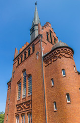 Fototapeta na wymiar Facade of the reformed church of Borkum, Germany