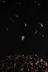Strewing coffee beans background