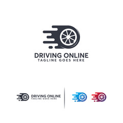 Online Drive logo template, Drive Learn online logo template designs vector