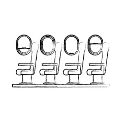 airplane chairs with windows vector illustration design