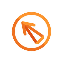 Orange arrow logo template. Orange arrow of the pieces inside the circle. Vector illustration.