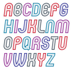 Vector vintage creative script, modern bold rounded alphabet letters set, for use as retro poster design elements.