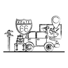 paper map with travel around world icons vector illustration design