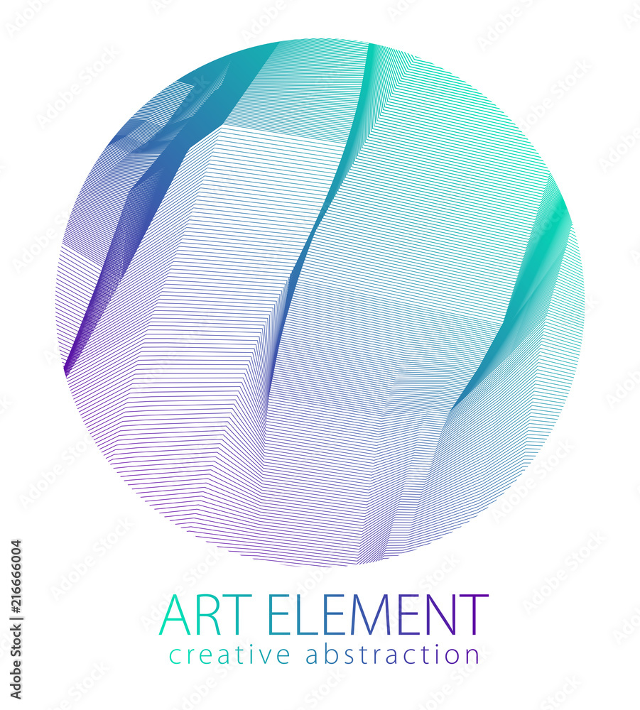 Aufkleber round shape art and design element of beautiful linear surface texture. vector abstract 3d perspecti