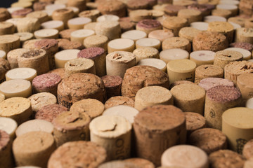 Set of different wine corks background