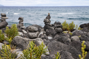 Santa Barbara black volcanic beach in Ribeira Grande, Sao Miguel, Azores