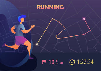 Sports app for runners. Mobile app templates, concept vector illustration flat design.