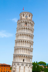 Fototapeta na wymiar Leaning Tower of Pisa o Cathedral square in Pisa, Tuscany, Italy.