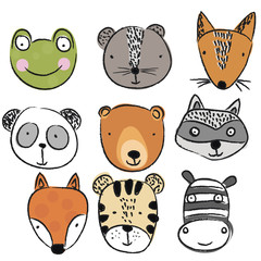 set funny animals face