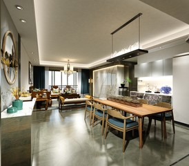 3d render of living room