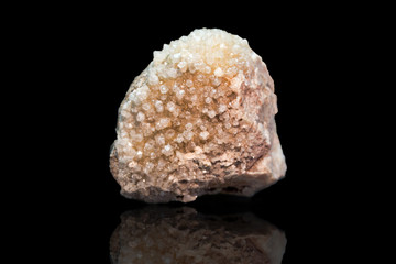 Drusa mineral calcite on a black background