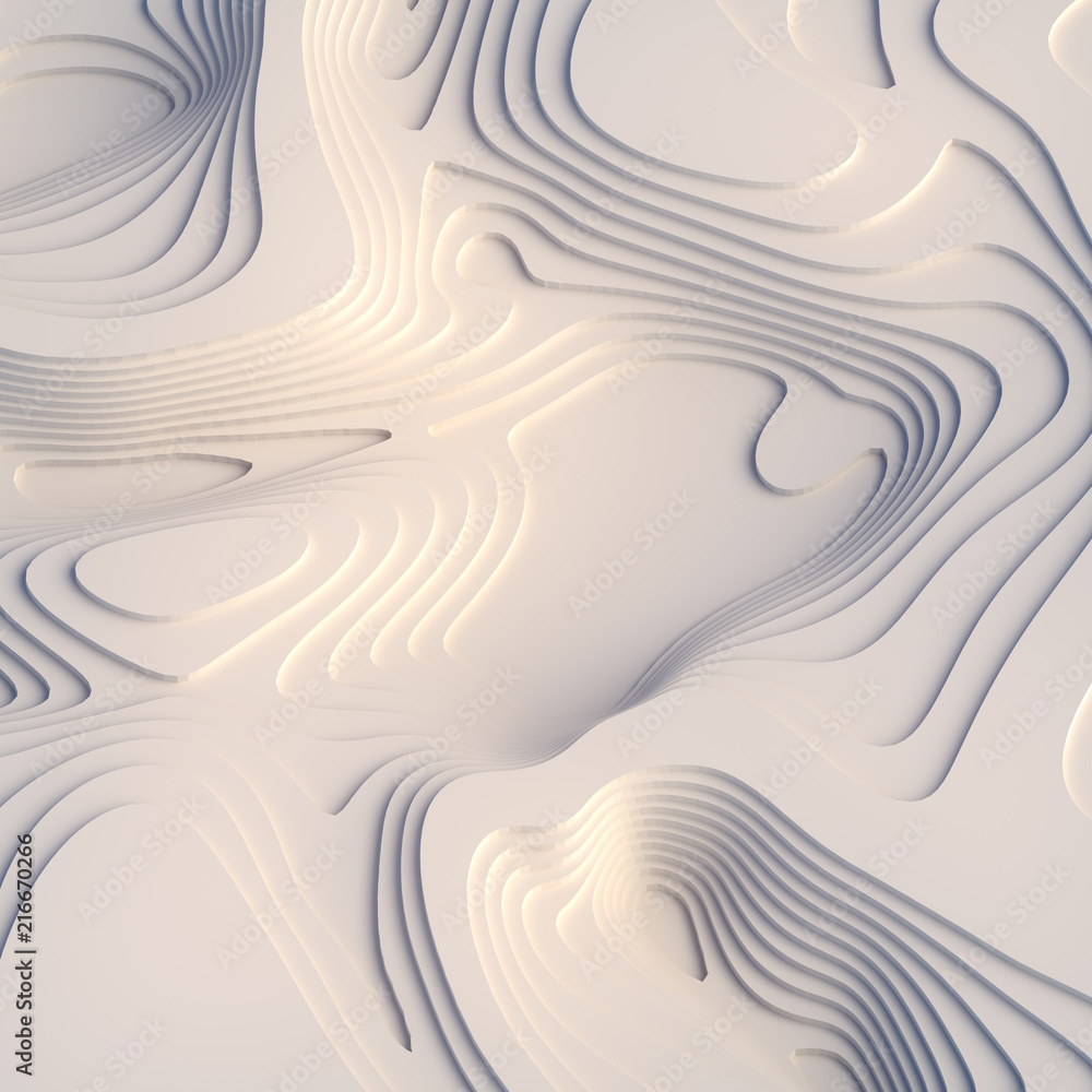 Leinwandbilder Abstract paper cut art background design for website template. Topography map concept. 3d rendering