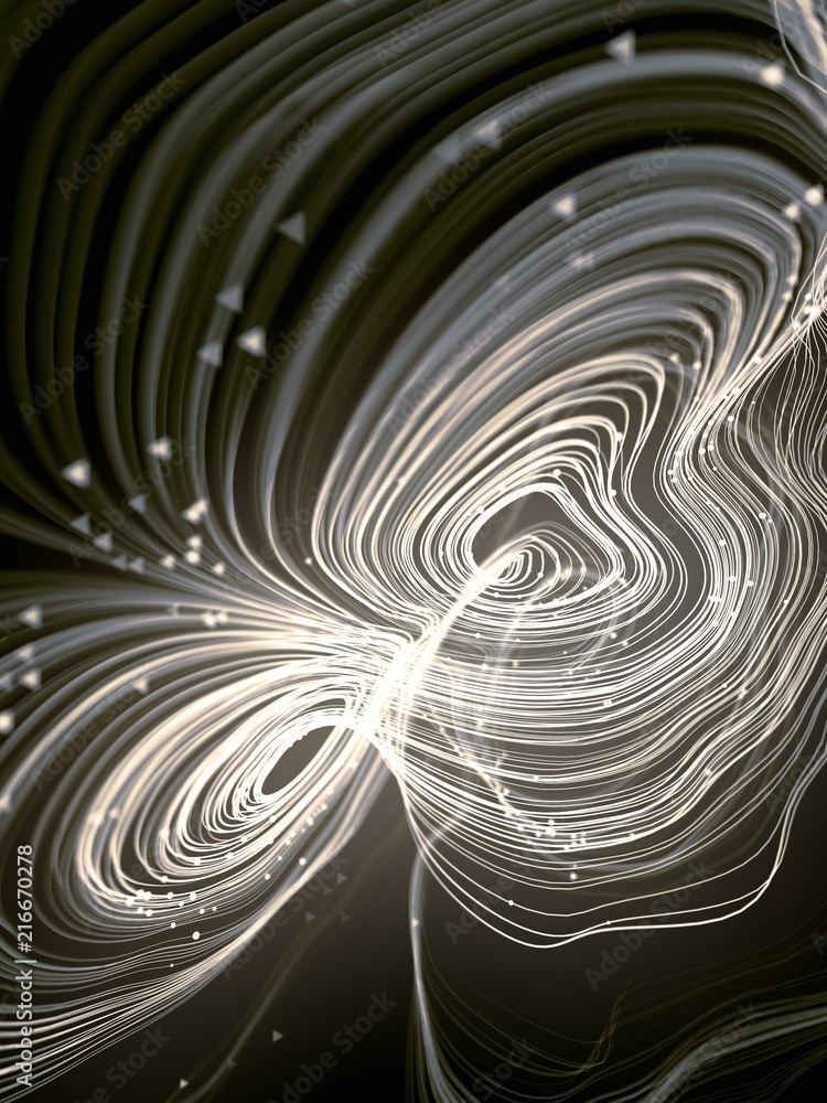 Aufkleber magic wavy rings with on a dark background. 3d rendering