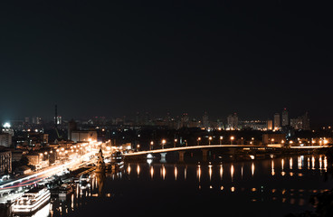 Fototapeta na wymiar beautiful view of the night city Kyiv, Ukraine