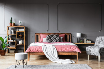 Modern grey and pink bedroom