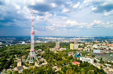 Obraz premium Kiev TV Tower. 385 meters hight, it is the tallest freestanding lattice steel construction in the world