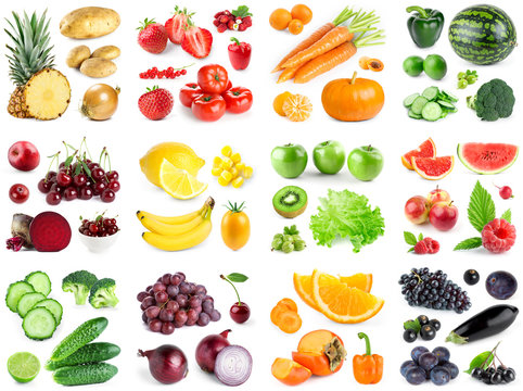 Collection of color fruits and vegetables