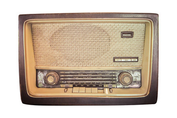 Old retro classic radio from 1950-1960 and the years. isolated white background