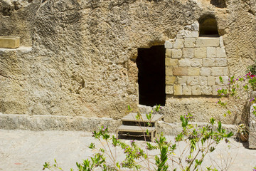 The historic Garden Tomb in Jerusalem Israel reputed to be the Biblical place of burial of Jesus...