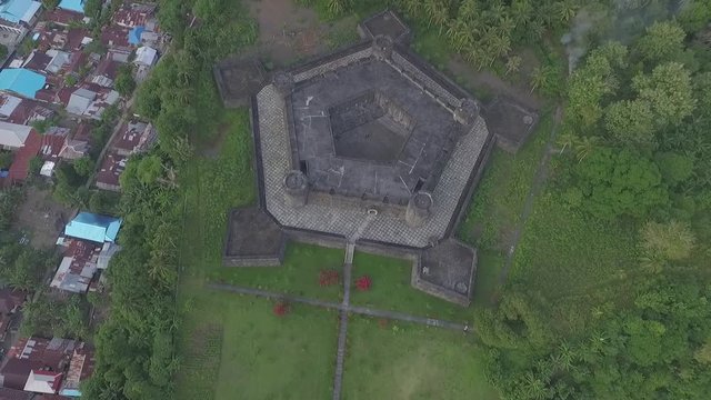 Aerial view of colonial fort Belgica at Banda Neira, Indonesia