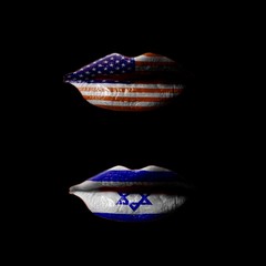 Lips with USA and Israel flag