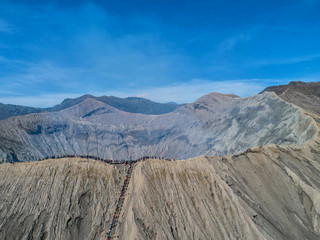 Mount Bromo in East Java, Indonesia. .Aerial view and top view