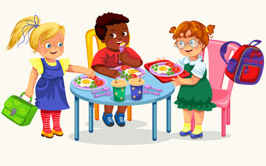 School lunch colorful poster