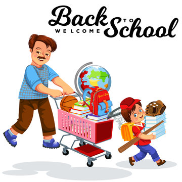 School shopping with dad poster