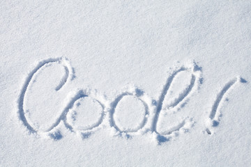 Cool! Hand drawn text on white snow